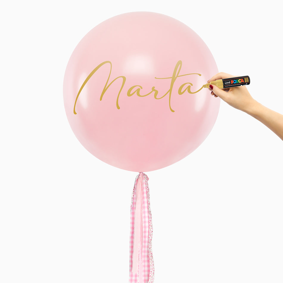 Balloon Jumbo da 60 cm Pastel floreale e Vichy Personalized Pink Goldle