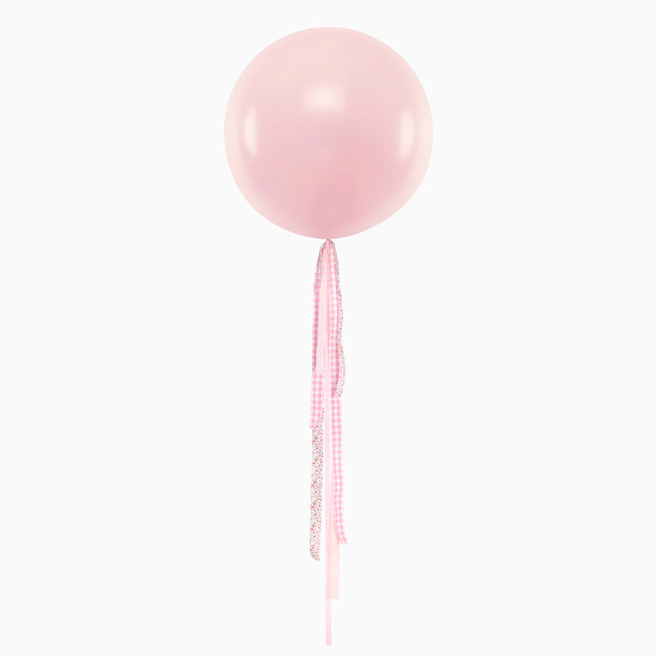 Jumbo Globo 60 cm rosa floreale rosa e Vichy rosa senza personalizzazione