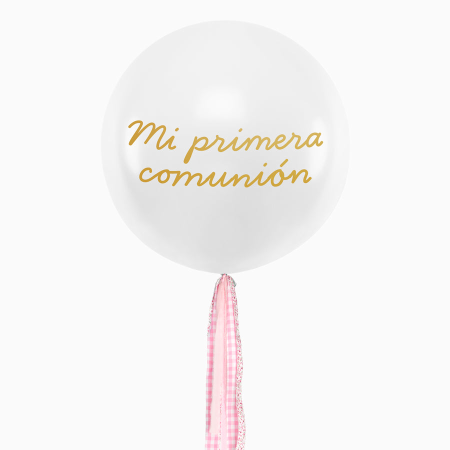 Jumbo Globo 60 cm Pasta floral branca e passado de Vichy