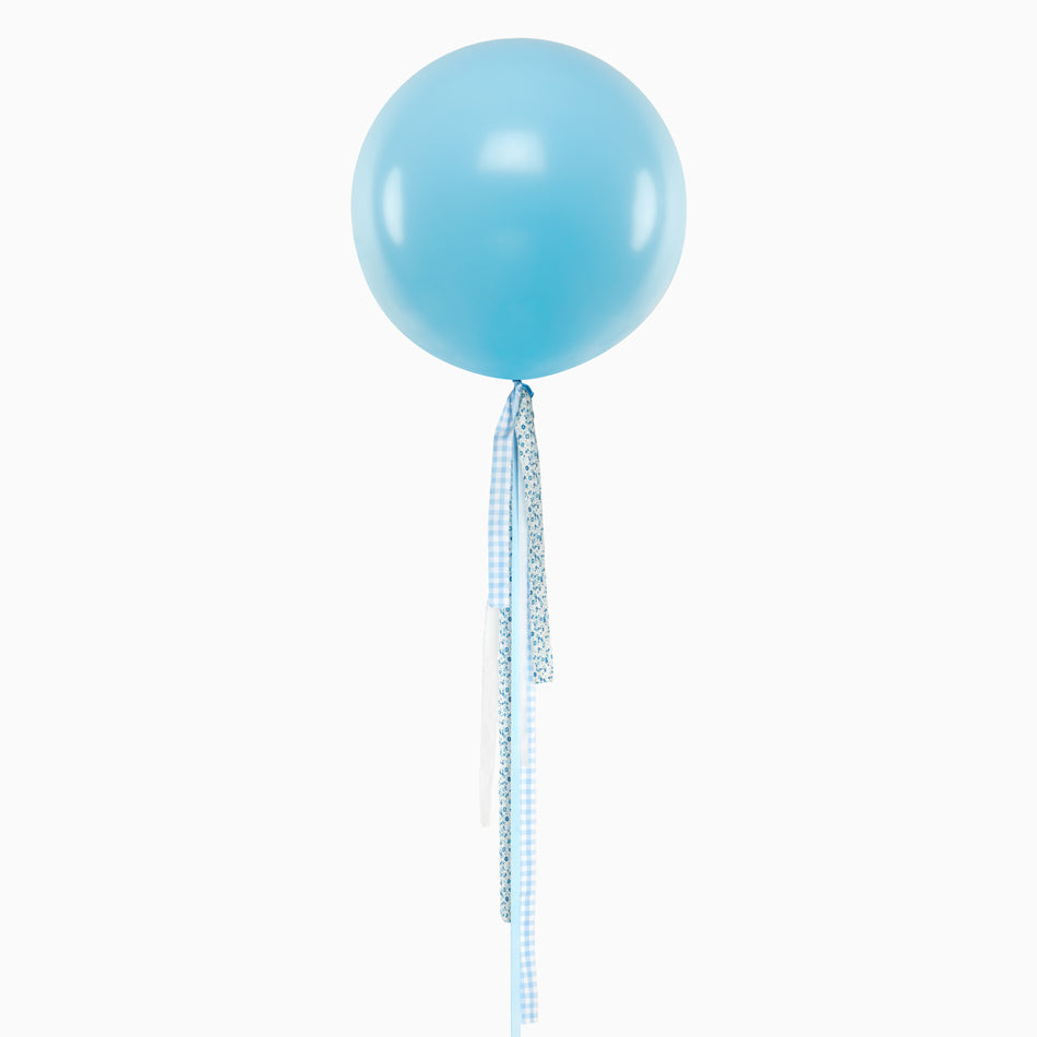 Globo Jumbo 60 cm Azul Floral y Vichy Azul Sin Personalización