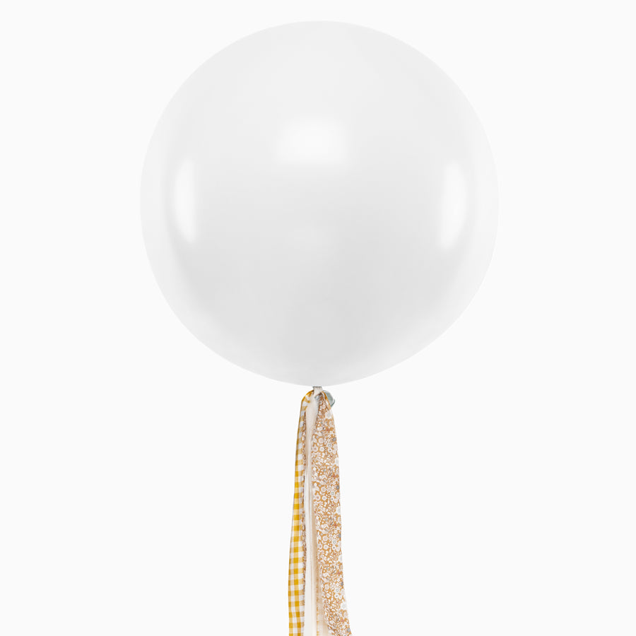 Balloon Jumbo 60 cm Bianco Vichy e tessuti ocra floreali senza personalizzare