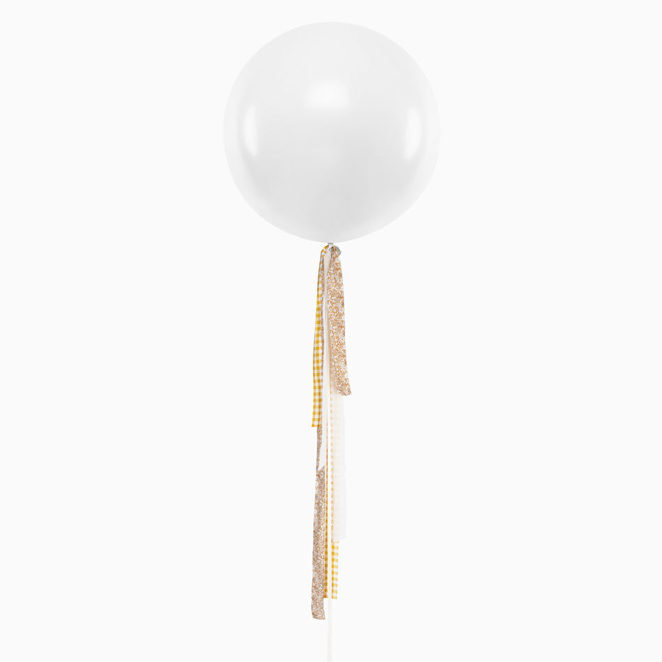 Balloon Jumbo 60 cm Bianco Vichy e tessuti ocra floreali senza personalizzare