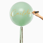 Globo Jumbo 60 cm Verde Pastel Telas Floral Verde Personalizado Rotulador Oro