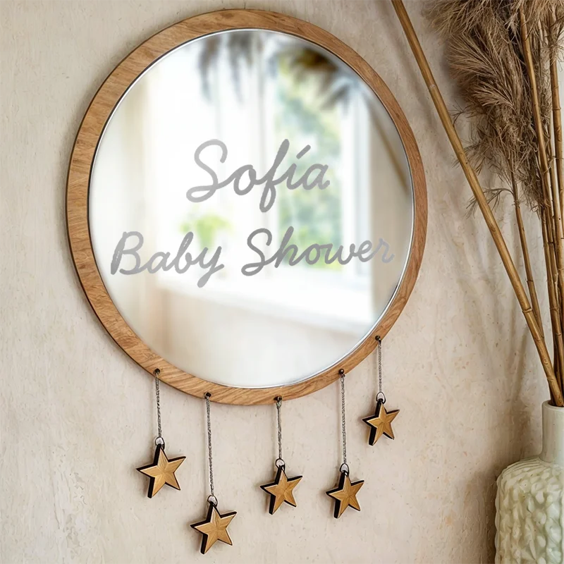 Vinilo Personalizado Baby Shower Espejo Plata