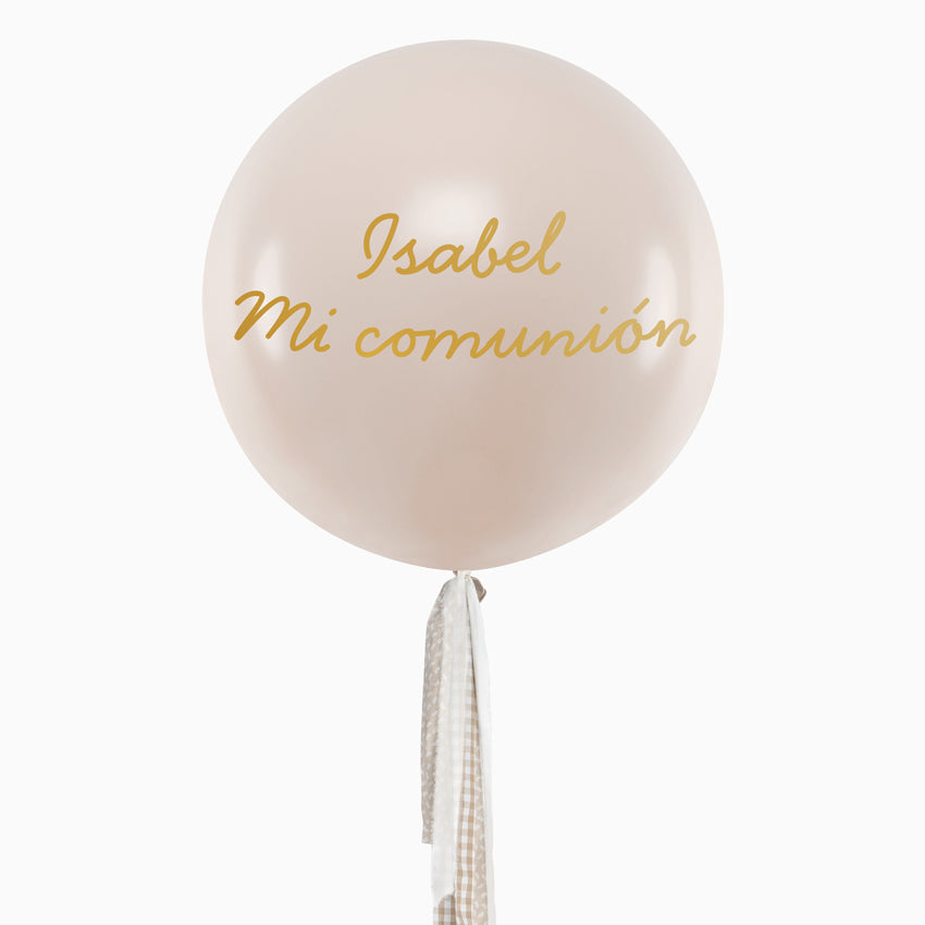 Jumbo globo 60 cm de nude vichy e floral nude vinilo nude ouro