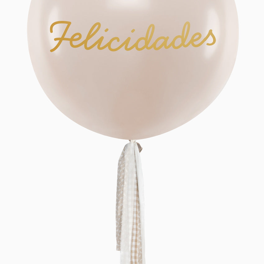 Jumbo globo 60 cm de nude vichy e floral nude vinilo nude ouro