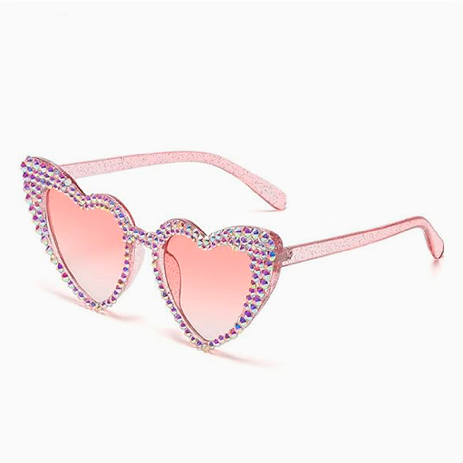 Gafas Corazón con Brillos Rosa