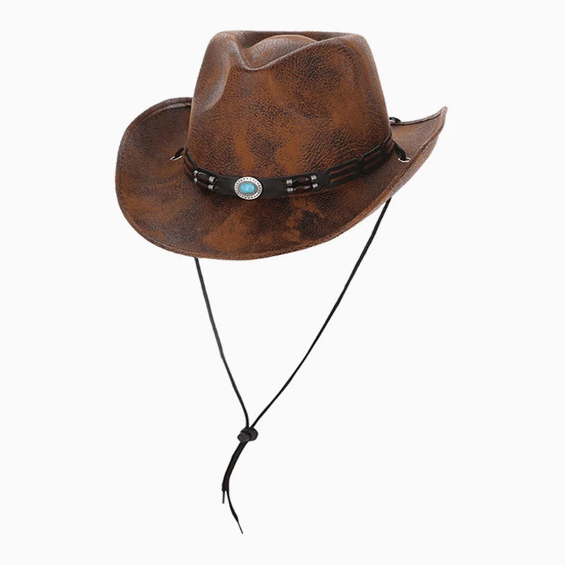 Brown cowboy hat with western details