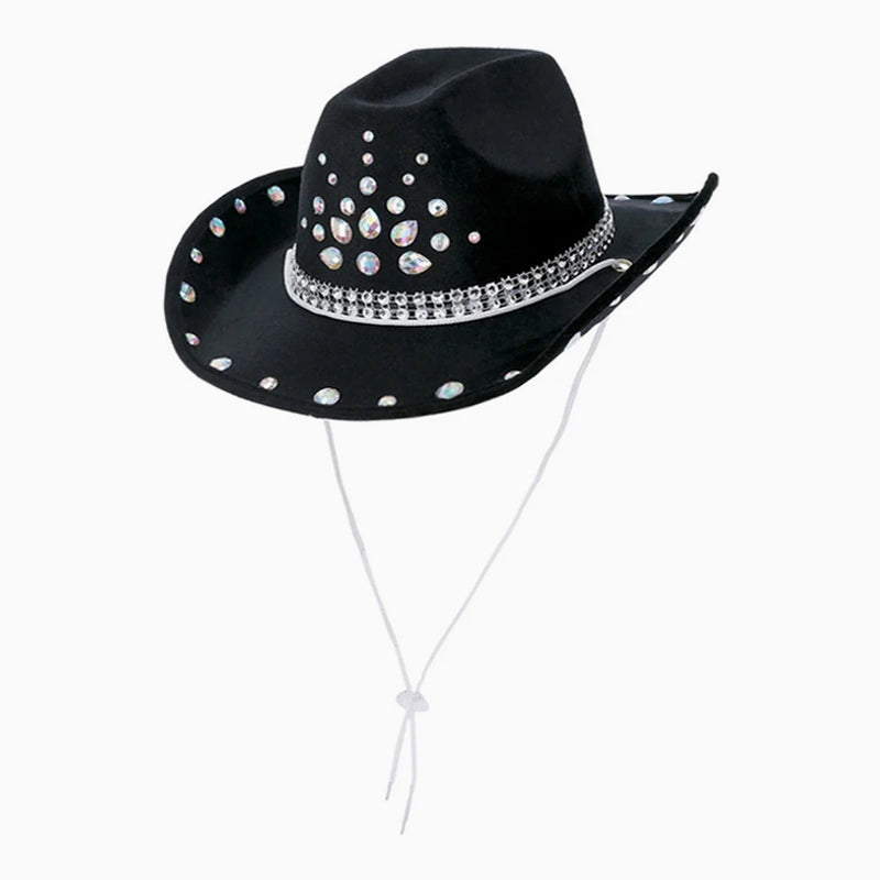 Black cowboy hat pearls