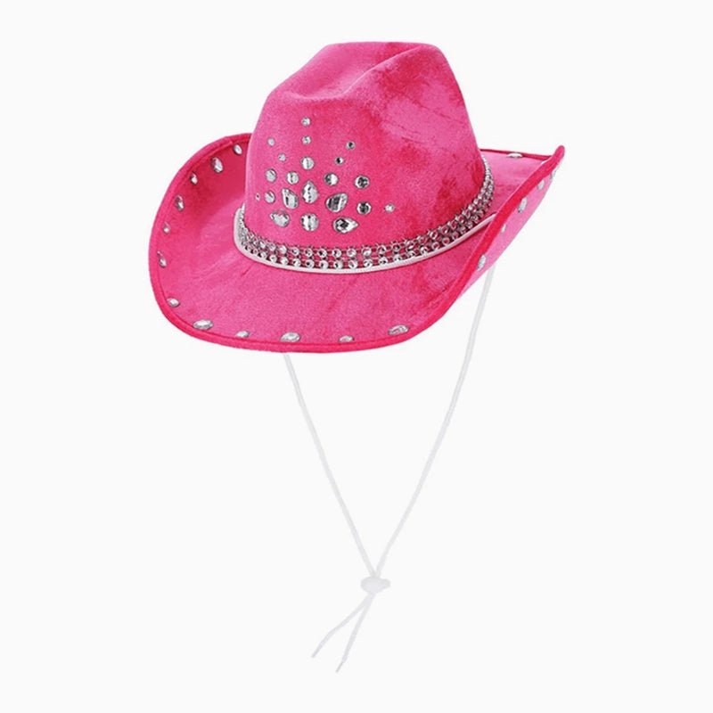 Sombrero Vaquera Despedida Rosa Perlas