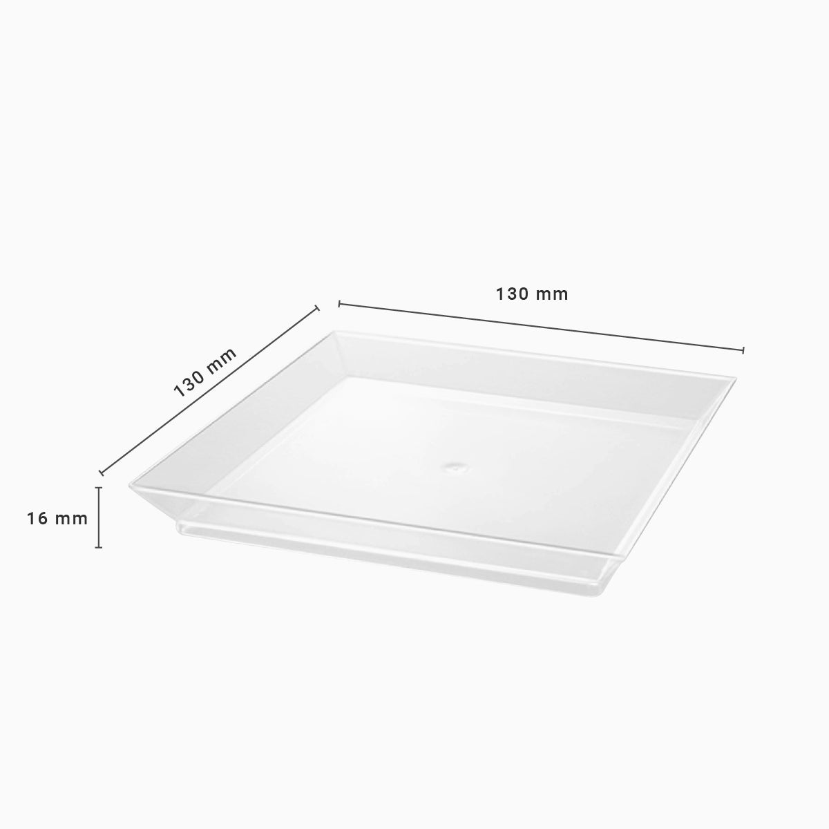 Plastic Plate Square Food Food 13 x 13 cm White