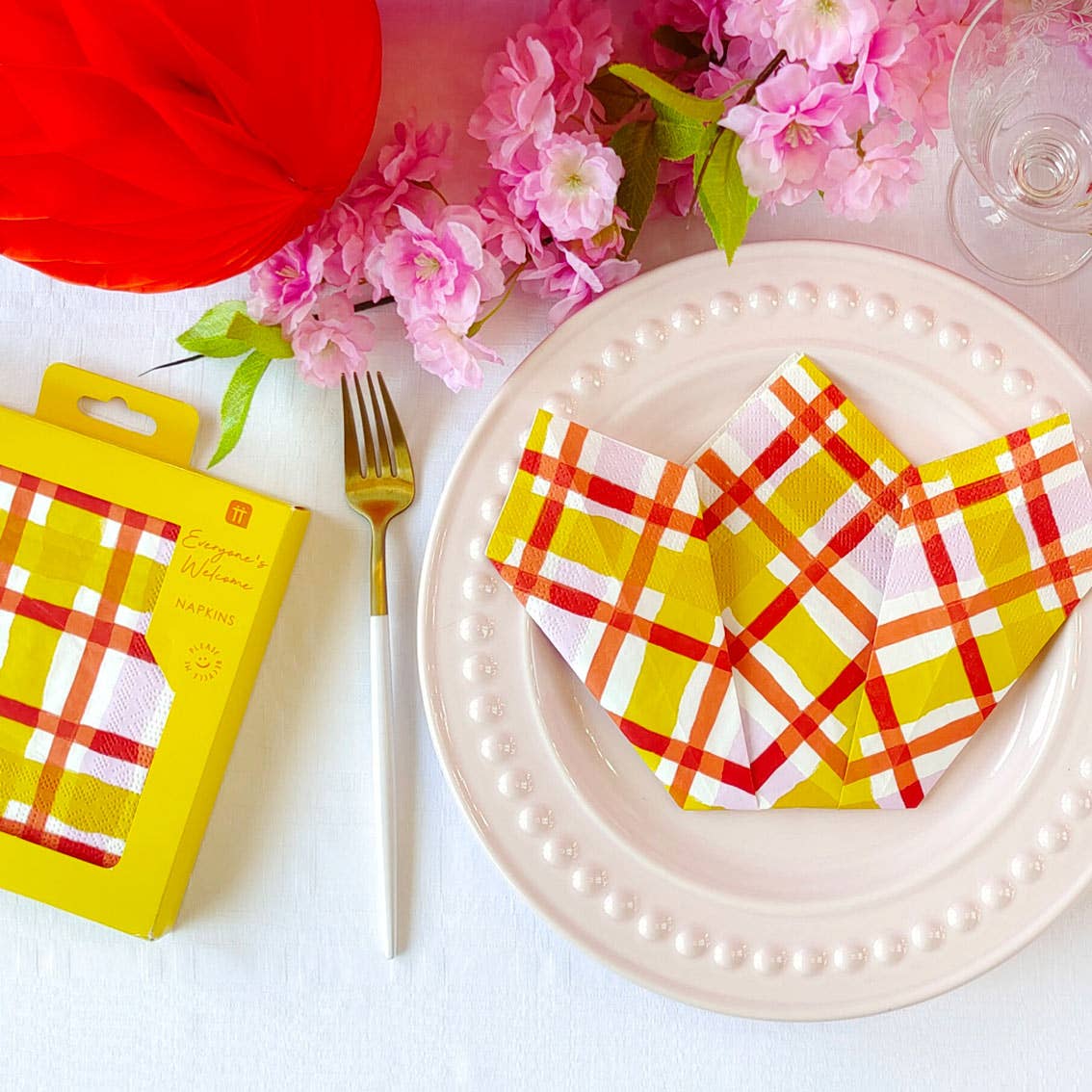 Anaran and yellow vichy napkins