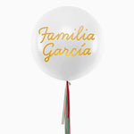 Globo Jumbo 60 cm Blanco con Telas Familia X Vinilo Oro