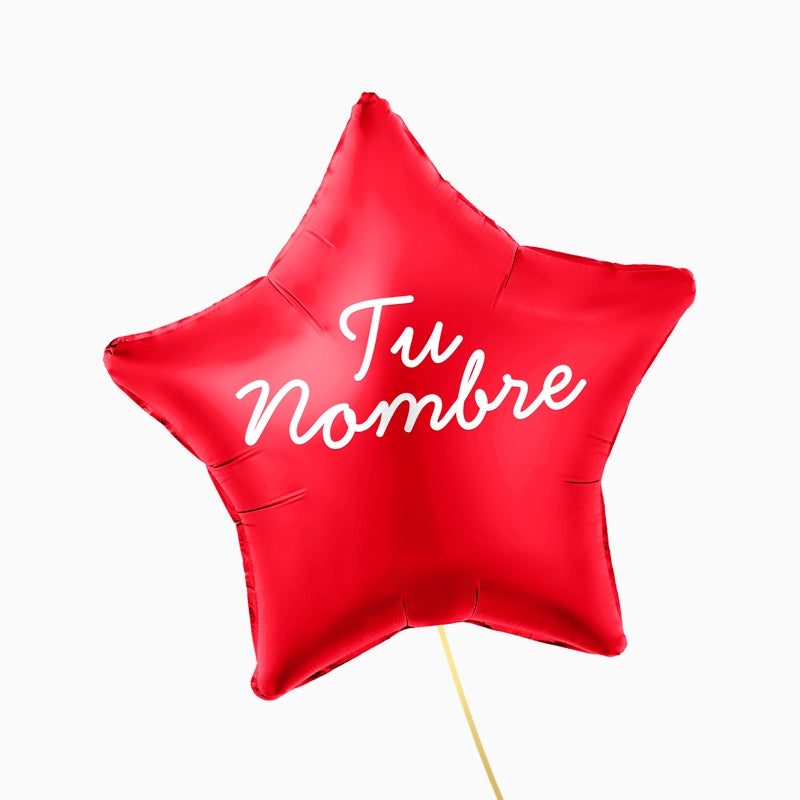 Globo Foil Estrella Rojo Personalizado Vinilo Blanco