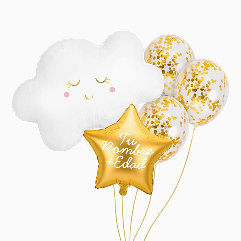 Set Globos Nube Personalizado Nombre y Edad