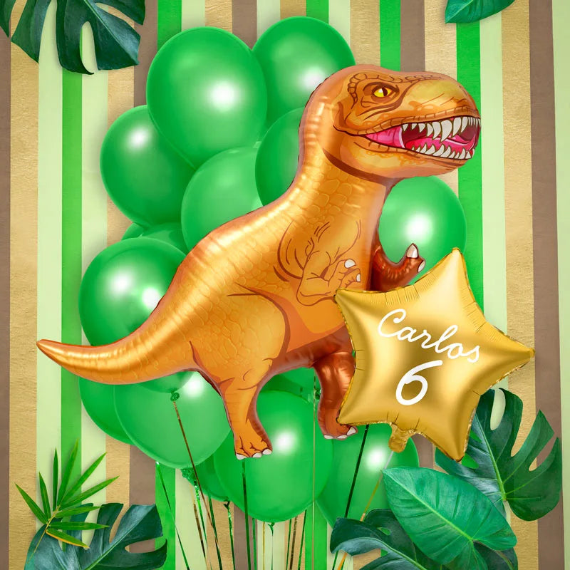 Set Globos Foil Dinosaurios T-Rex XL Personalizado Nombre y Edad