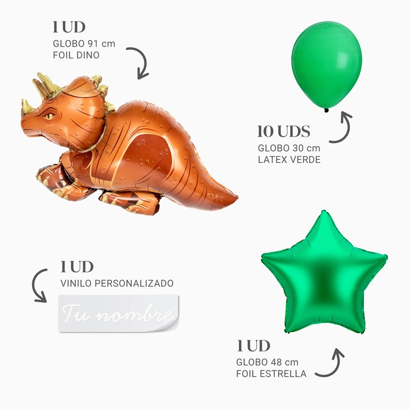 Set Globos Dino Triceratops Personalizado