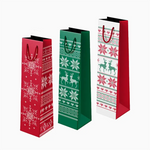 Bolsa Regalo Botella Vino Navidad 8 x 10 x 35 cm Nordic