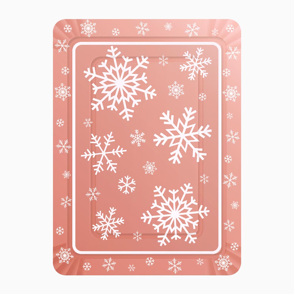 Plateau de Noël rectangulaire rose flocon de neige