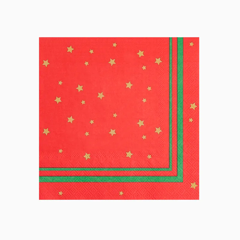 Red stars paper napkins