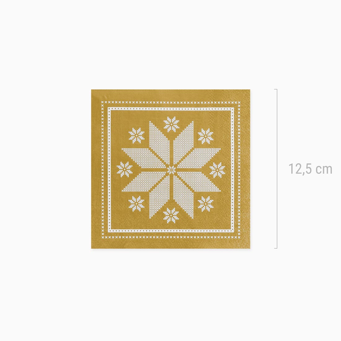 Metallic paper napkins 25x25 cm Christmas embroidery gold