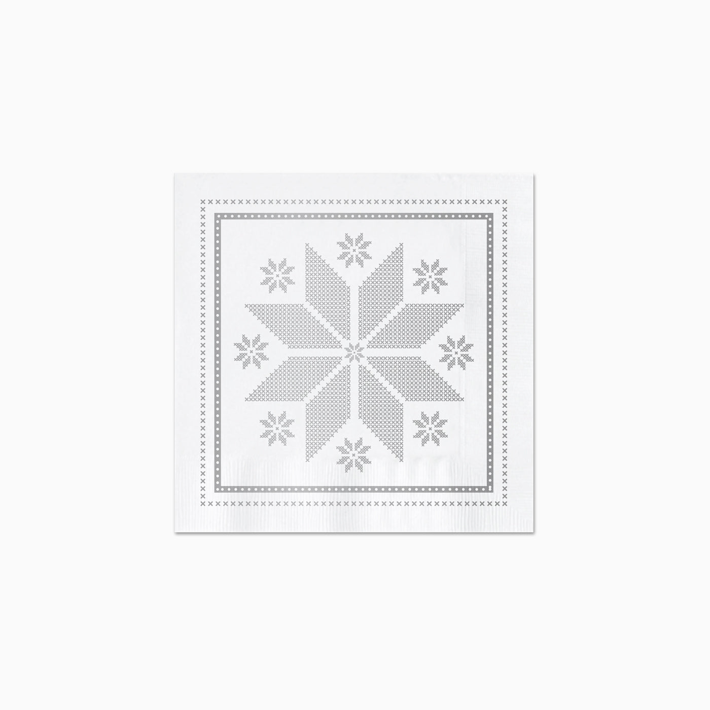 SQUILITIES CHRISTMAS PAPER EMBROIDED 25 X 25 CM SILVER AND WHITE