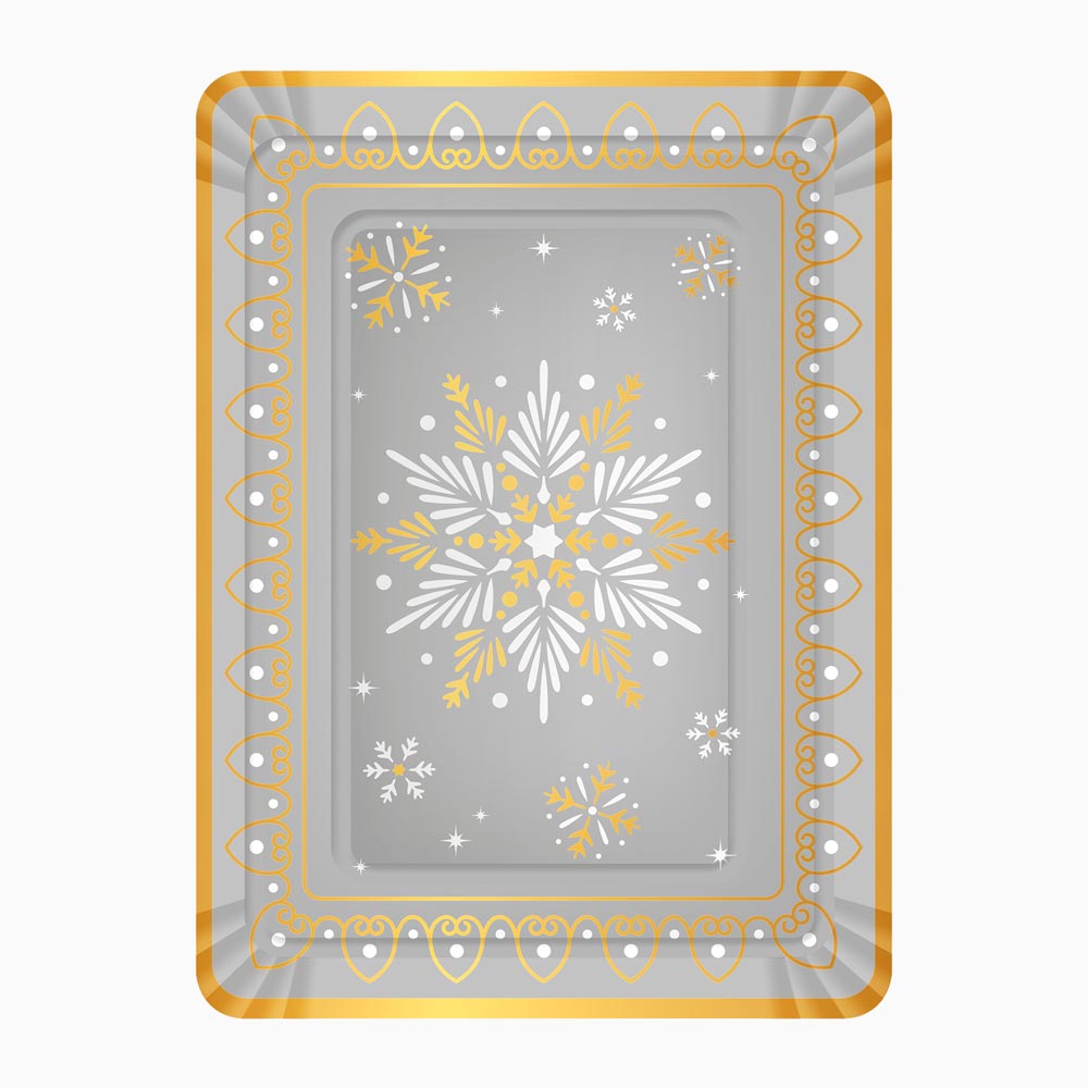 Vassoio natalizio natalizio 25x34 cm snowflake d'argento