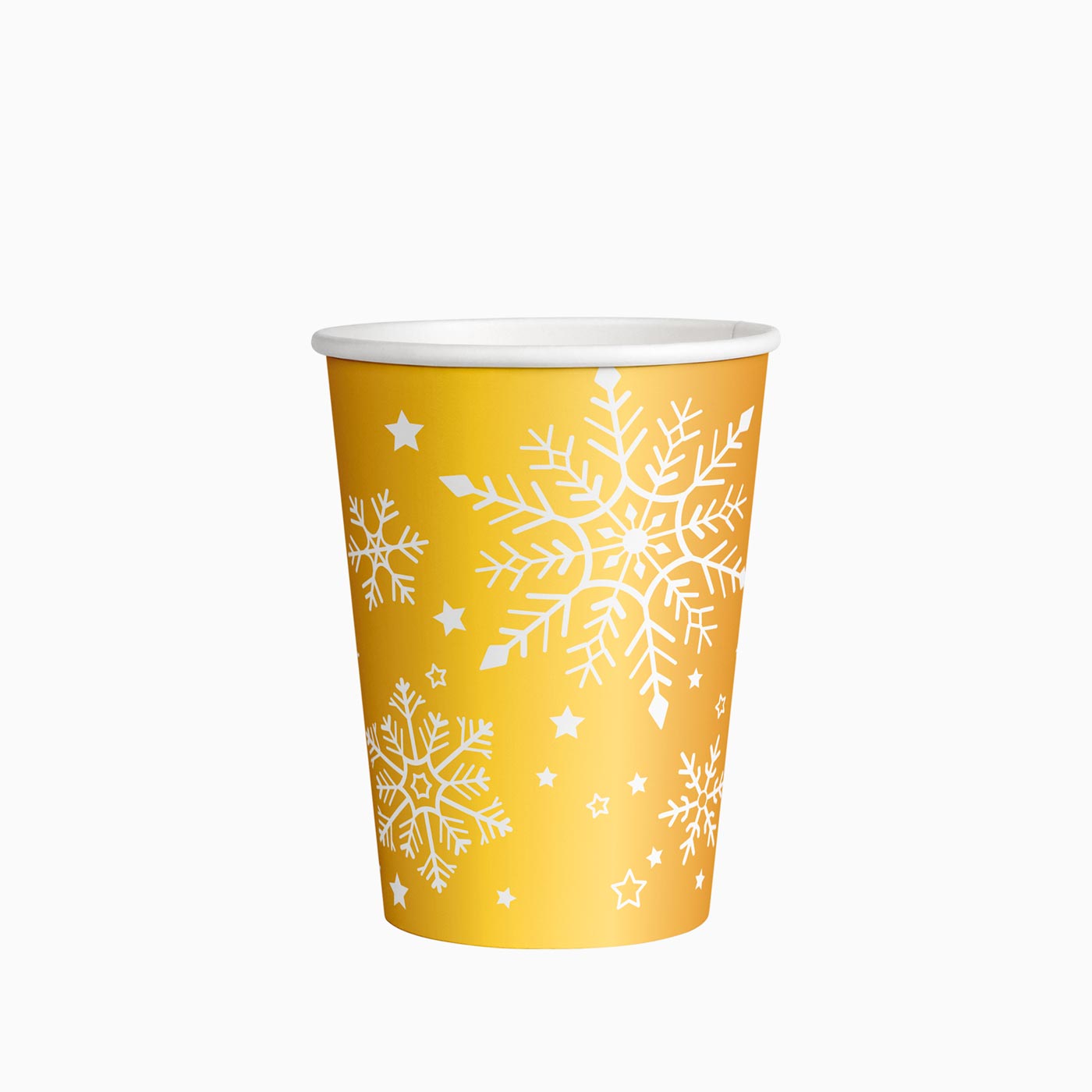 Christmas glass 270 cc snowflake gold and white