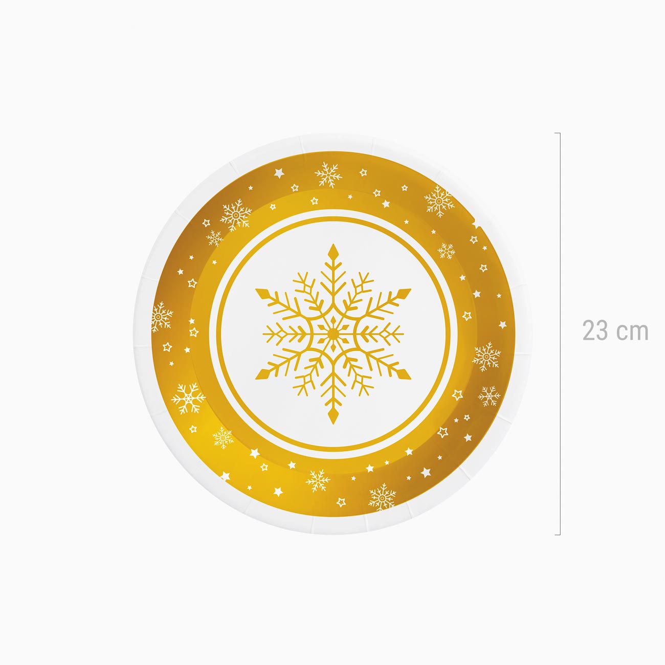 Piatto di cartone di Natale Ø23 cm Cpo Snow Gold