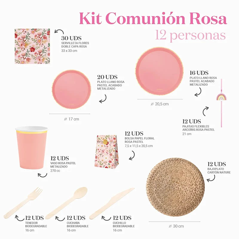 Premium Table Kit 12 People Communion Pink