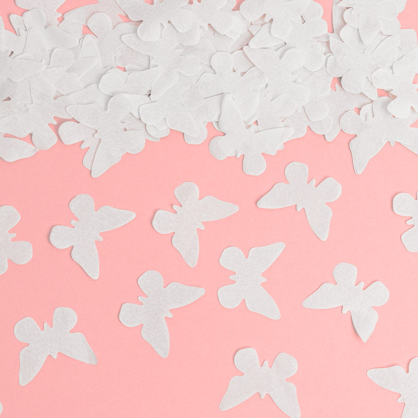 Confeti papillon canon 40 cm blanc