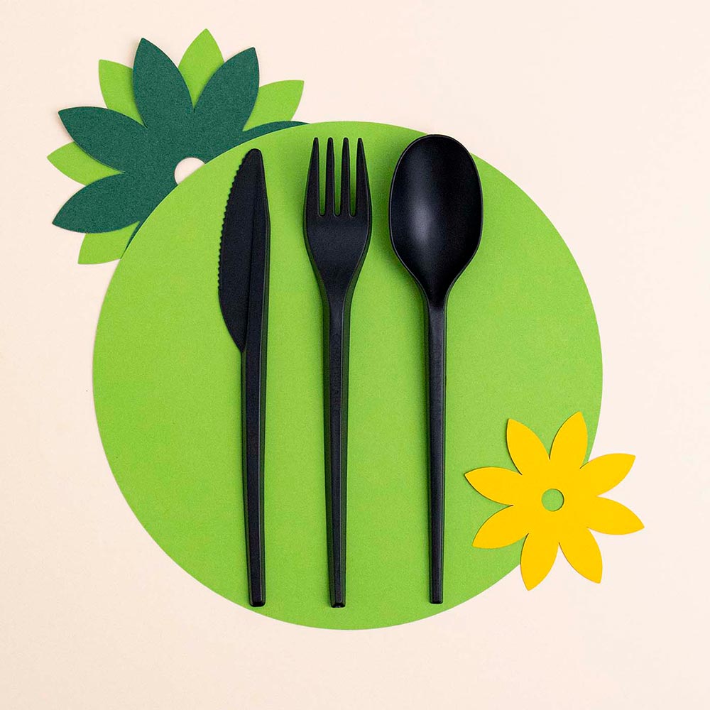 Tenedor CPLA Compostable Negro