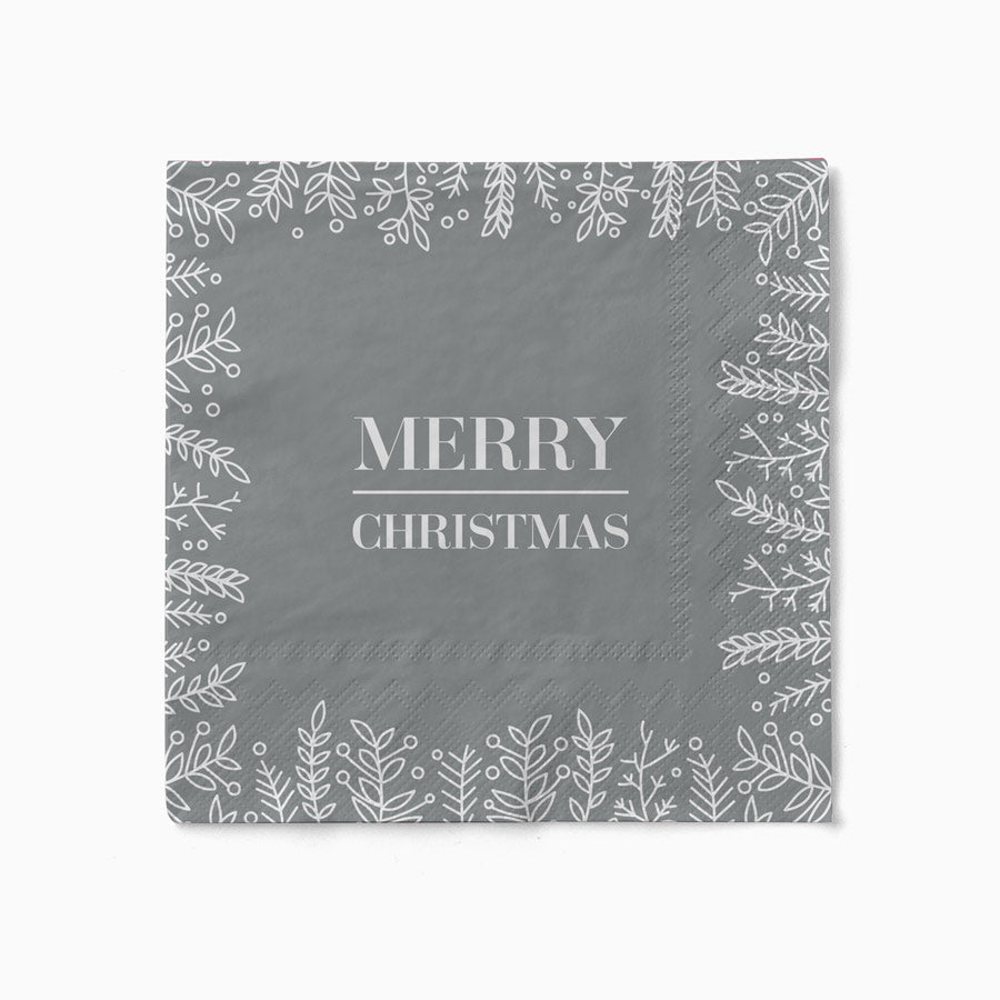 Servilletas Papel 33x33 cm Navidad "Merry Christmas" Plata