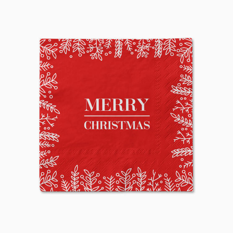 Servilletas Papel 33x33 cm Navidad "Merry Christmas" Rojo