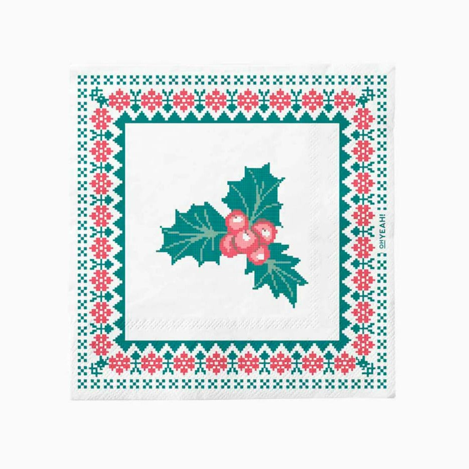 Napkins Christmas Paper 33 x 33 cm Natural Acebo