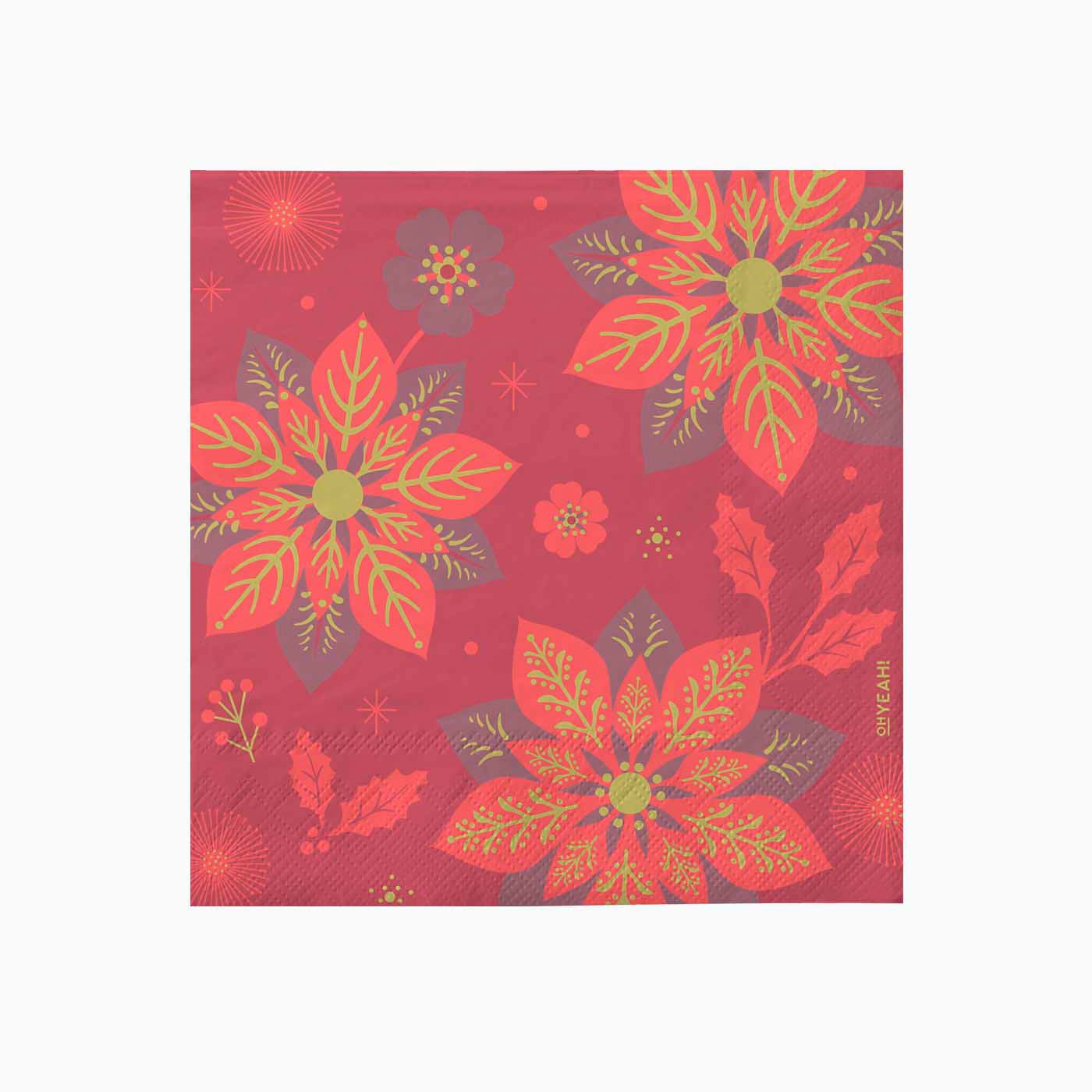 Christmas paper napkins flowers