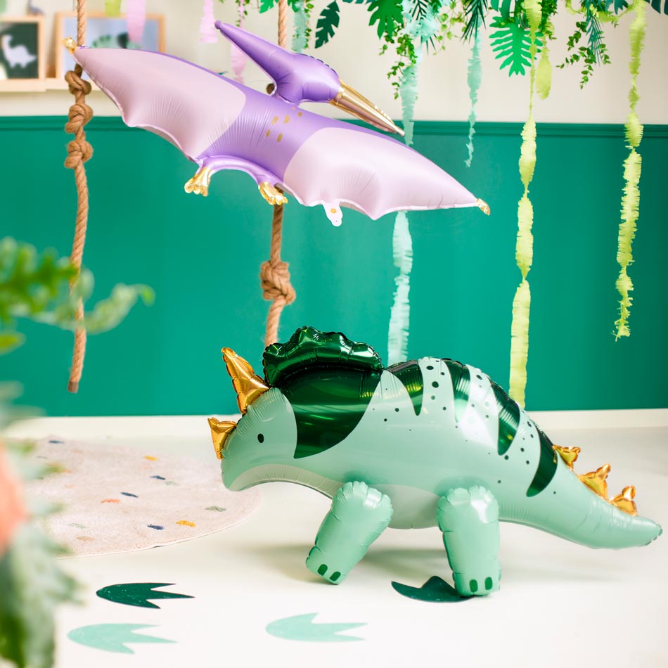 Green Foil Dino Tricereatops Balloon