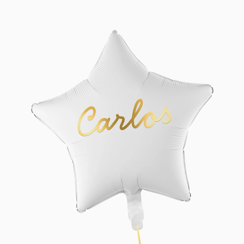 Globo Foil Estrella Blanco Personalizado Vinilo Oro