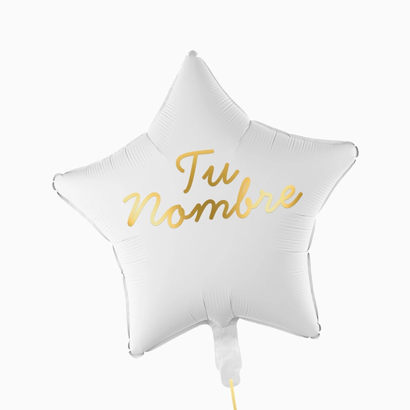 Globo Foil Estrella Blanco Personalizado Vinilo Oro