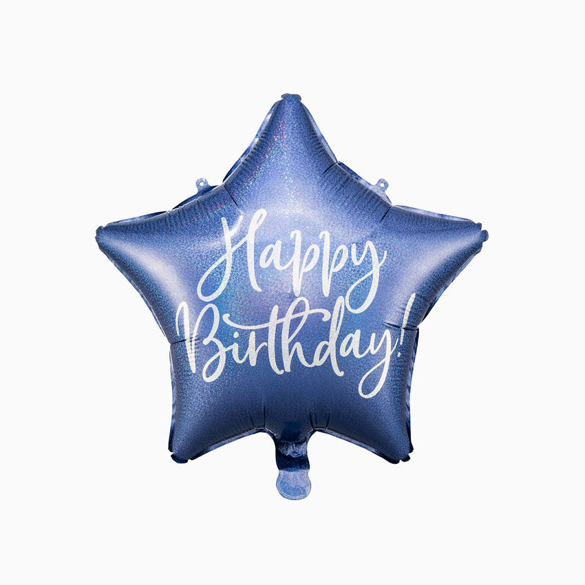 Fail star balloon "Happy Birthday" Navy Blue