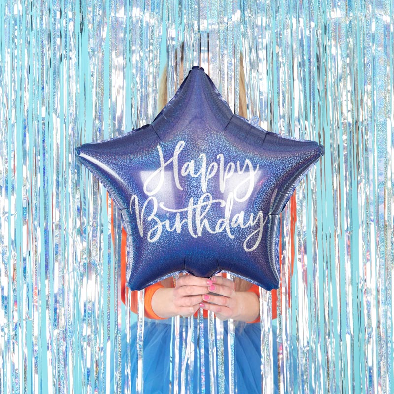 Fail star balloon "Happy Birthday" Navy Blue