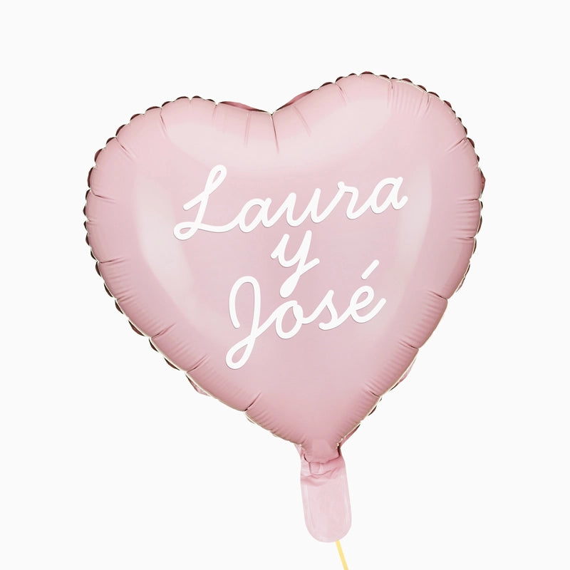 Globo Foil Corazón Rosa Frase Personalizado Vinilo Blanco