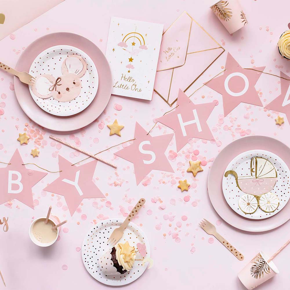 Ghirlanda di stelle per baby shower rosa pastello