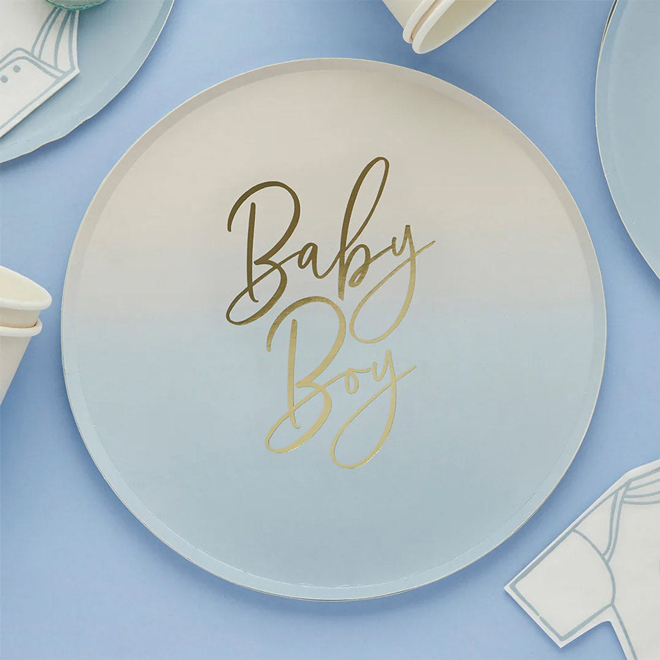 Tround Plate "Baby Boy" Blue