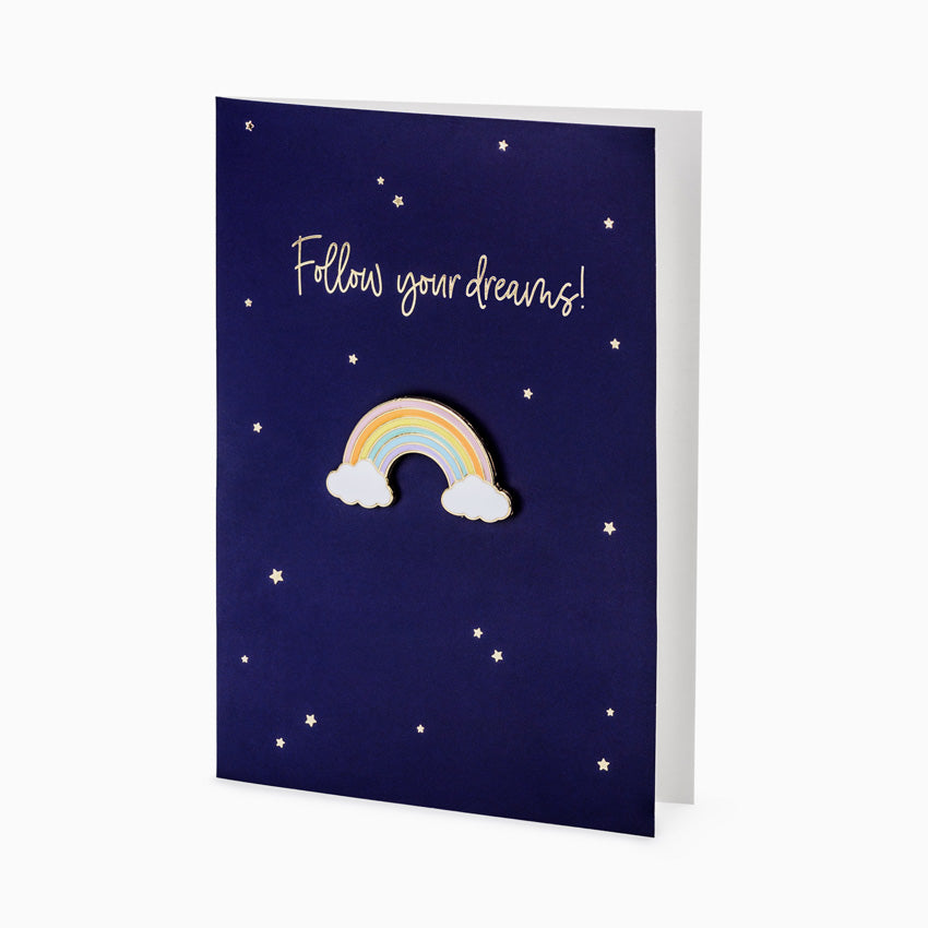 Card with Pin "Follow Your Dreams"