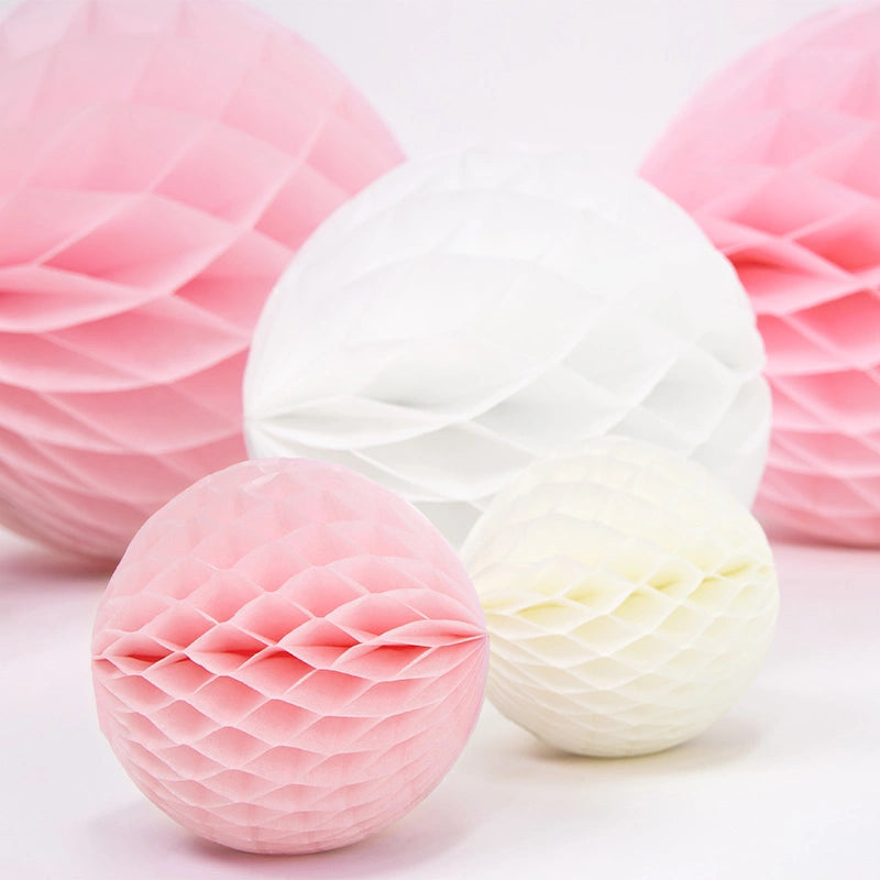 Bola Honeycomb Papel Ø10 cm Rosa Pastel