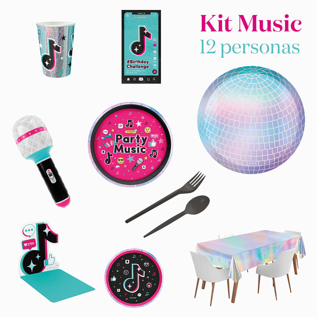 Kit Mesa Premium 12 Personas Music