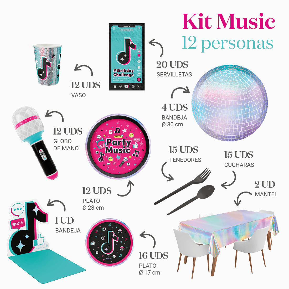 Premium Table Kit 12 Personen Musik