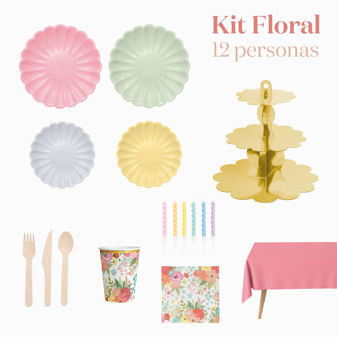 Kit Mesa Premium 12 Personas Floral