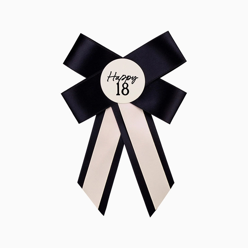 Broche 17 cm Negro y Crema 18 Cumpleaños